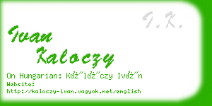 ivan kaloczy business card